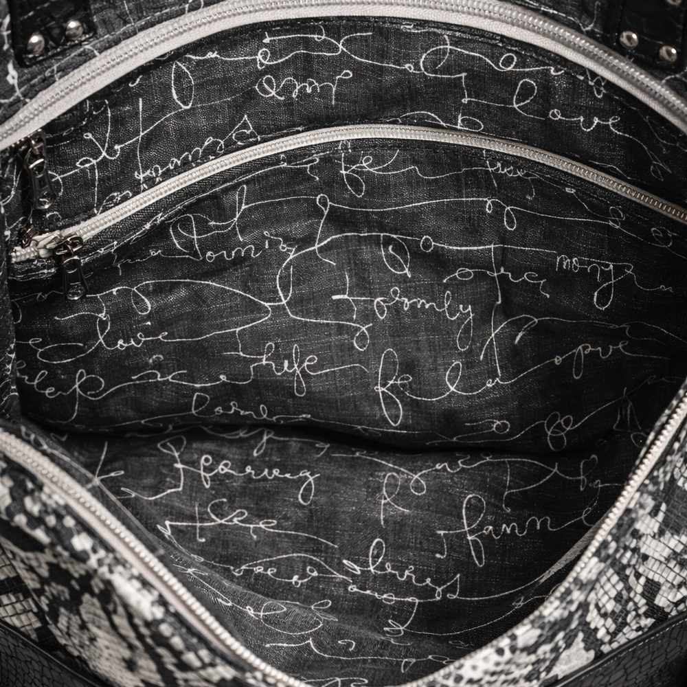 Modern Python Print Shoulder Tote With Croc Embos… - image 3